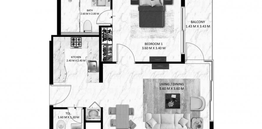 Apartment in Bling Avenue 1 in Dubai South (Dubai World Central), UAE 1 bedroom, 59.97 sq.m. № 600028