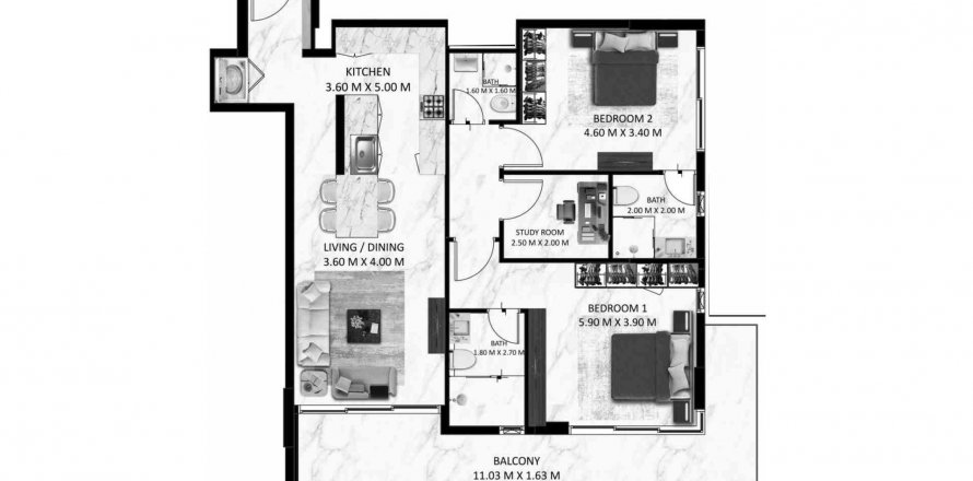 Apartment in Bling Avenue 1 in Dubai South (Dubai World Central), UAE 1 bedroom, 121.38 sq.m. № 600031
