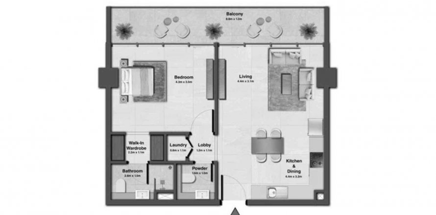 Byt v Sky Hills Residences 3 v Jumeirah Village Circle, Dubai, SAE 1 ložnice, 69.26 m² Č.: 564637
