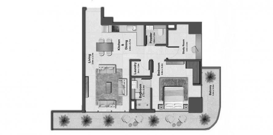 Byt v Sky Hills Residences 3 v Jumeirah Village Circle, Dubai, SAE 1 ložnice, 101.52 m² Č.: 564639