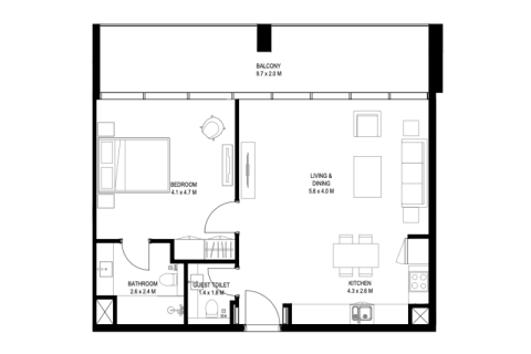 Apartmán v Aljada, Sharjah, SAE 1 spálňa, 67 m2 č. 689780 - Fotografia 5