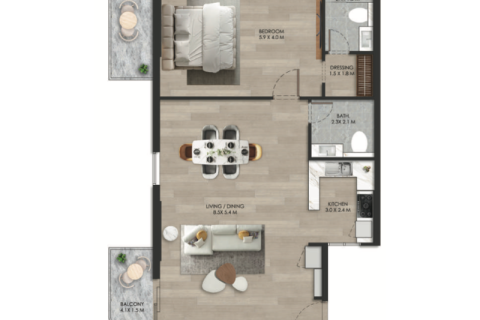 Lägenhet till försäljning i Dubai Land, Dubai, UAE 1 sovrum, 58 kvm Nr. 732419 - fotografi 4