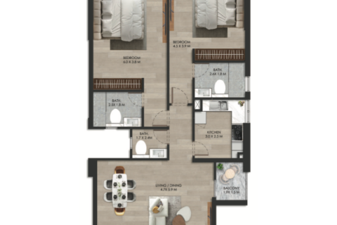 Lägenhet till försäljning i Dubai Land, Dubai, UAE 1 sovrum, 58 kvm Nr. 732419 - fotografi 5