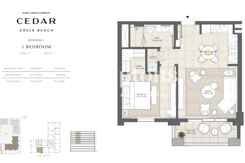 شقة للإيجار في خور دبي، دبي، الإمارات العربية المتحدة 1 غرفة نوم ، 63.03933065 متر مربع ، رقم 678080 - صورة 9