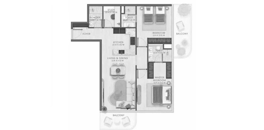 Apartment in Kaia Residences in Dubai, UAE 2 bedrooms, 150.22 sq.m. № 700569