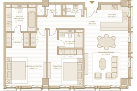 Apartament në Dubai, Emiratet e Bashkuara Arabe 1 dhomë gjumi, 78 m2. № 704492 - Foto 14
