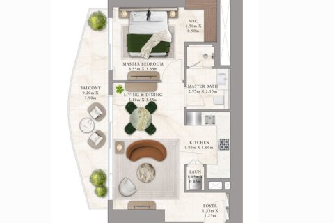 Lägenhet till försäljning i Dubai Harbour, Dubai, UAE 1 sovrum, 77 kvm Nr. 704487 - fotografi 10