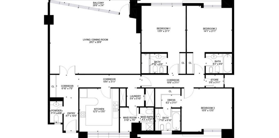 Lägenhet i Al Sufouh, Dubai, UAE 3 sovrum, 210 kvm Nr. 715574