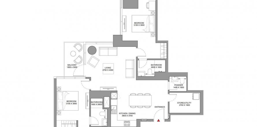 Apartment in Skyscape Altius in Nadd Al Sheba, Dubai, UAE 2 bedrooms, 141.72 sq.m. № 536496