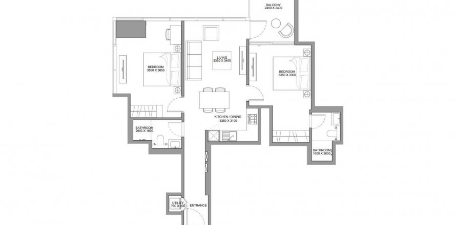 Apartemen di Skyscape Altius di Nadd Al Sheba, Dubai, UEA 2 kamar tidur, 114.04 m2 nomor 536498