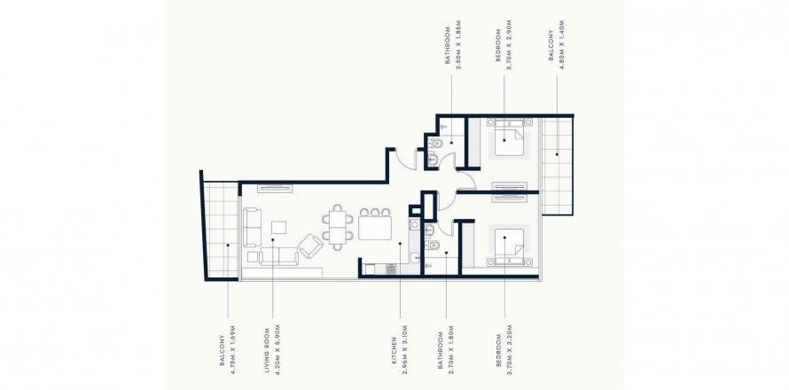 Apartament w Mohammed Bin Rashid City, Dubai, ZEA 2 sypialnie, 114.55 mkw. nr 284853