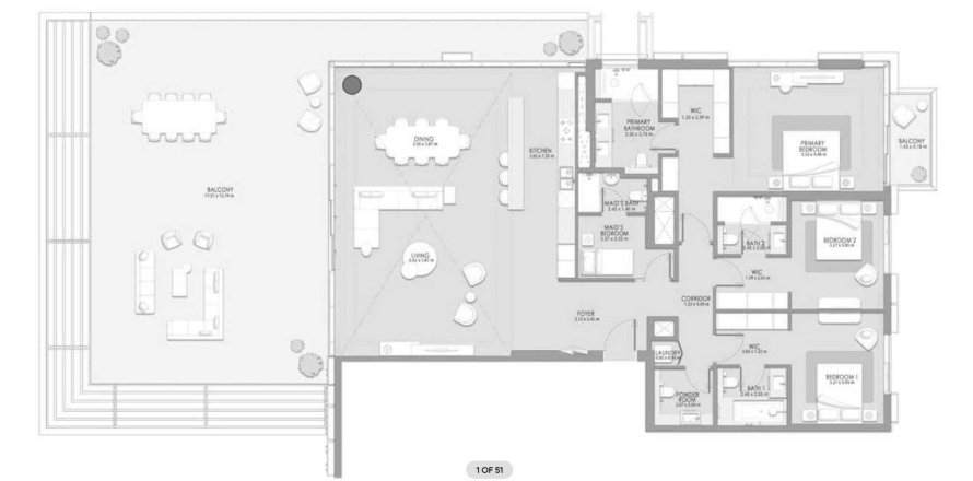 Tlocrt Apartman «TYPE C», 3 spavaće sobe u City Walk Crestlane 4