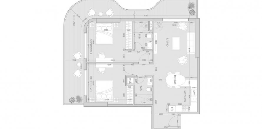 Lägenhet i Jumeirah Village Triangle, Dubai, UAE 2 sovrum, 123.36 kvm Nr. 539411