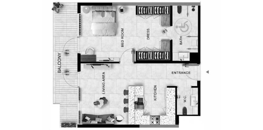 Квартира в Kingdom Gate в Al Furjan, Дубай, ОАЭ 2 комнаты, 78м2 № 685587