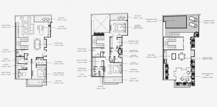 Планировка «4BR» 5 комнат в ЖК RIVIERA REVE