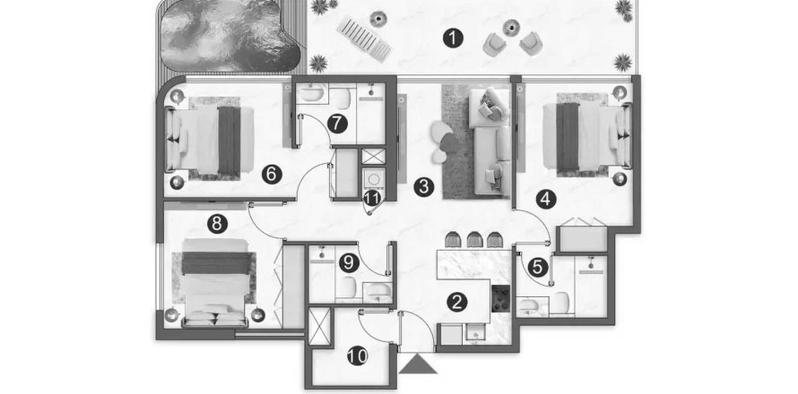 Byt v Voxa Pantheon v Jumeirah Village Triangle, Dubai, SAE 3 ložnice, 120.18 m² Č.: 713318