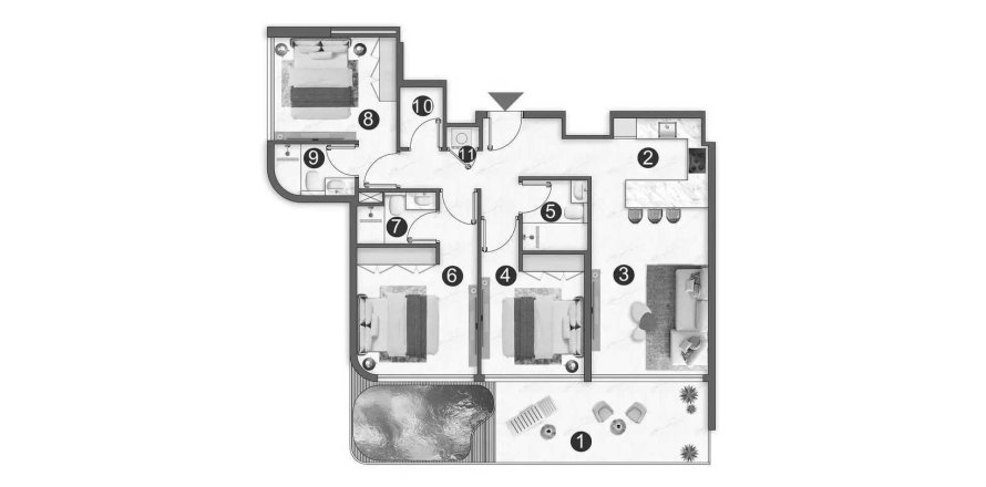 Byt v Voxa Pantheon v Jumeirah Village Triangle, Dubai, SAE 3 ložnice, 119.14 m² Č.: 713319