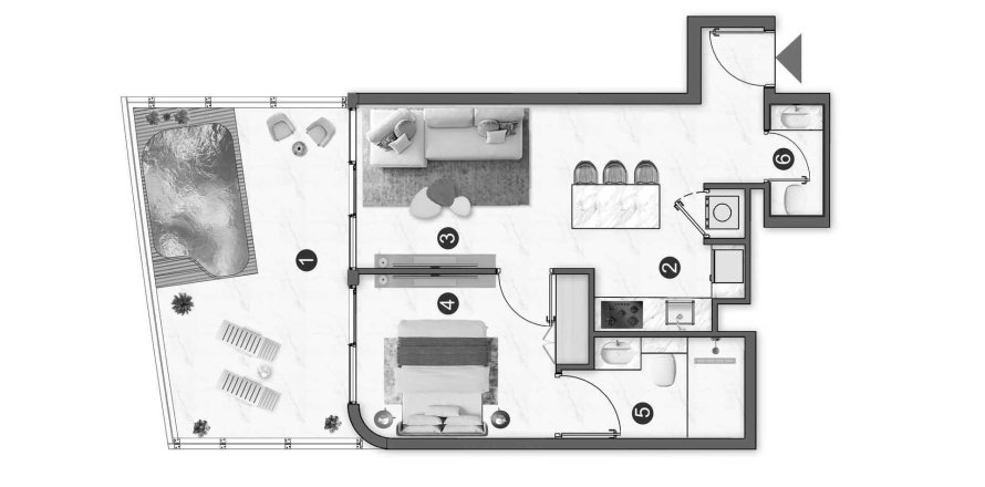 Byt v Voxa Pantheon v Jumeirah Village Triangle, Dubai, SAE 1 ložnice, 73.01 m² Č.: 713315