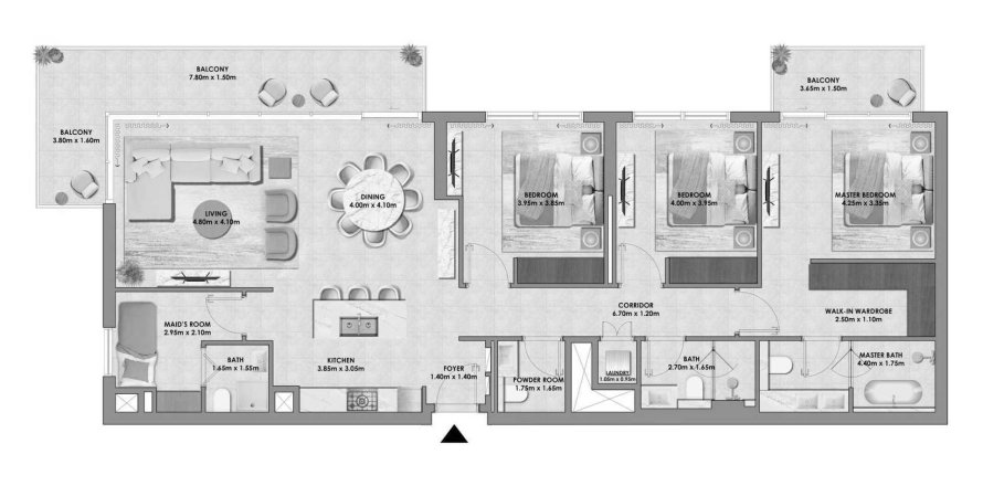 Apartamento en Dubai, EAU 3 dormitorios, 174.85 m² № 650714