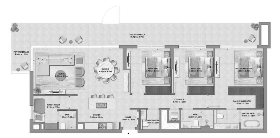 Apartman u Palace Residences Hillside u gradu Dubai, UAE 3 spavaće sobe, 196.04 m2 Br. 650715