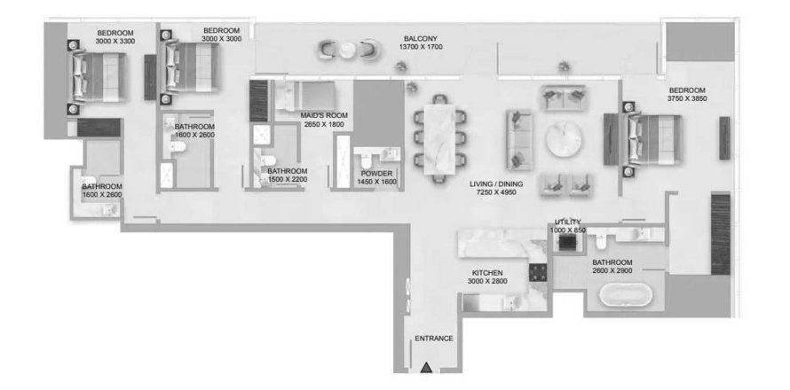 Apartemen di Sobha Skyparks di Business Bay, Dubai, UEA 3 kamar tidur, 210.63 m2 nomor 646648