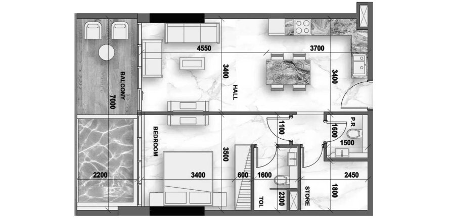 Appartement in Dubai Land, Dubai, VAE 1 slaapkamer, 59.18 vr.m. nr 718223