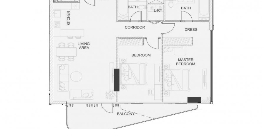 Apartment in EDGEWATER RESIDENCES in Dubai, UAE 2 bedrooms, 134.06 sq.m. № 478135