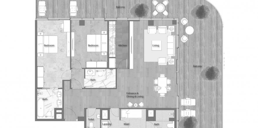 Apartmen di YAS BEACH RESIDENCE di Yas Island, Abu Dhabi, UAE 2 bilik tidur, 203.44 meter persegi № 193669