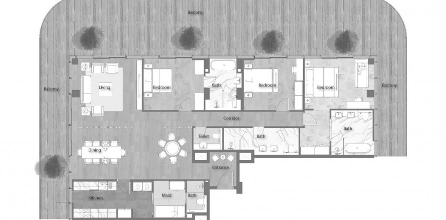 Byt v YAS BEACH RESIDENCE na Yas Island, Abu Dhabi, SAE 3 ložnice, 321.31 m² Č.: 193667