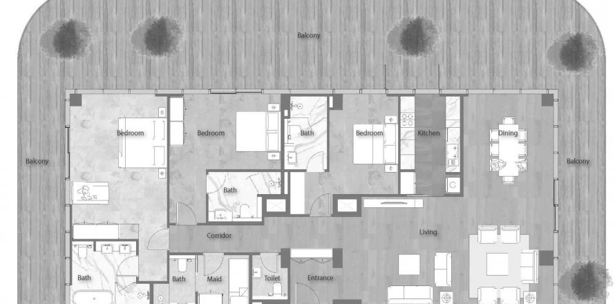 Korter asukohaga YAS BEACH RESIDENCE on the Yas Island, Abu Dhabi, AÜE: 3 magamistoaga, 321.31 m² Nr 193672