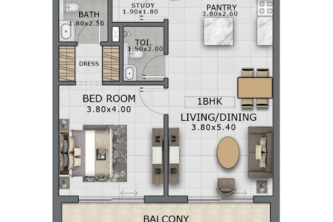 Apartman u Arjan, Dubai, UAE 1 soba, 38 m2 Br. 732571 - fotografija 6