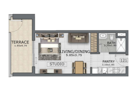 Apartman u Arjan, Dubai, UAE 1 soba, 38 m2 Br. 732571 - fotografija 5