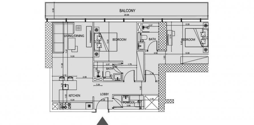 Apartamento BINGHATTI CRESCENT em Downtown Dubai (Downtown Burj Dubai), Dubai, EAU 2 quartos, 108.23 m2 № 413762