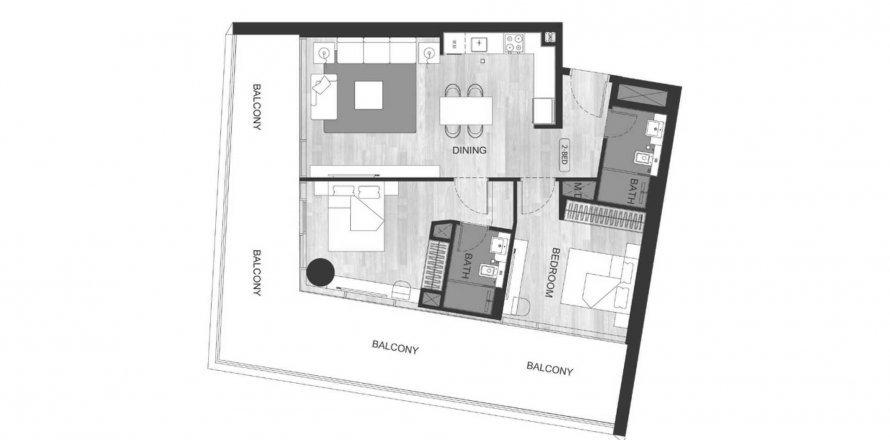 Apartment in Binghatti Ghost in Al Jaddaf, Dubai, UAE 2 bedrooms, 119.56 sq.m. № 611471