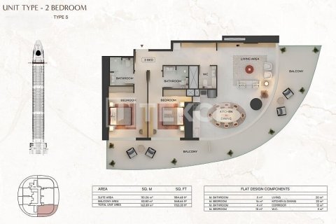 Apartament na sprzedaż w Dubai, ZEA 2 sypialnie, 84 mkw., nr 646101 - zdjęcie 16