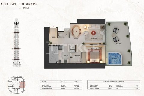 Apartament na sprzedaż w Dubai, ZEA 2 sypialnie, 84 mkw., nr 646101 - zdjęcie 28