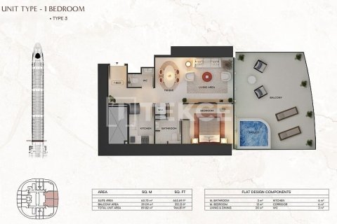 Apartament na sprzedaż w Dubai, ZEA 2 sypialnie, 84 mkw., nr 646101 - zdjęcie 29