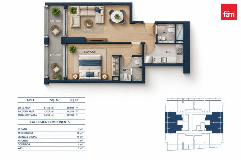 Apartmán v Al Jaddaf, Dubai, SAE 1 spálňa, 74.6 m2 č. 769225 - Fotografia 18
