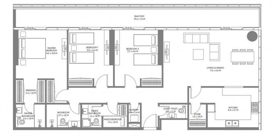 Apartment in The Gate 4 in Muwaileh Commercial, Sharjah, UAE 3 bedrooms, 182.09 sq.m. № 564773