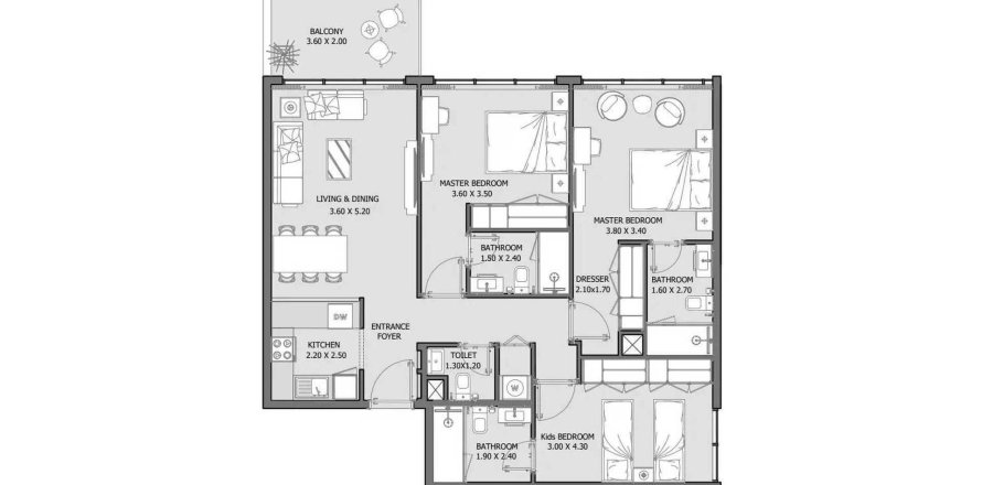 Apartman u Oceana u gradu Fujairah, UAE 3 spavaće sobe, 110 m2 Br. 650605