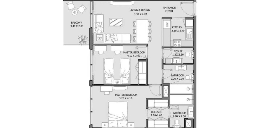 Lakás az Oceana lakóparkban itt: Fujairah, EAE, 2 hálószoba, 94.85 m², azonosító: 650604