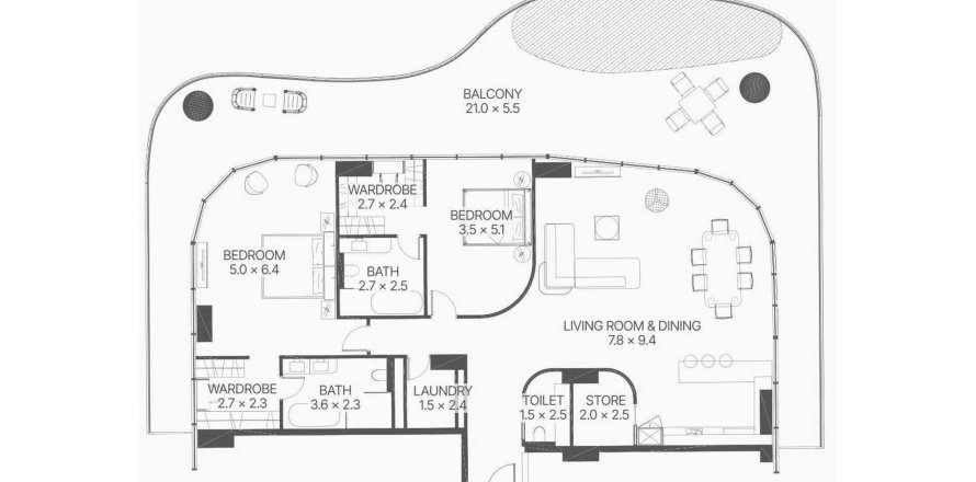 Apartament în Al Marjan Island, Ras Al Khaimah, EAU 2 dormitoare, 299.76 mp. №646004