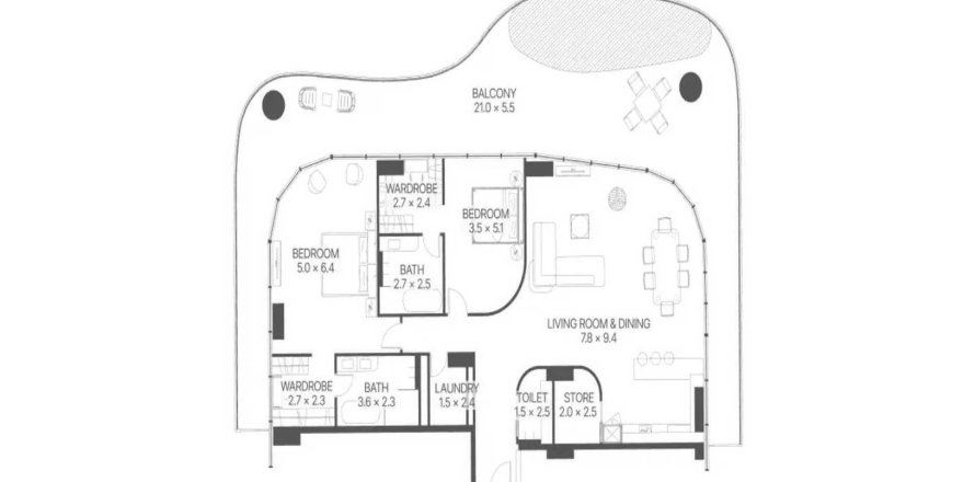 Apartament în Al Marjan Island, Ras Al Khaimah, EAU 2 dormitoare, 300.14 mp. №646003