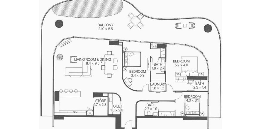 Apartament în Al Marjan Island, Ras Al Khaimah, EAU 3 dormitoare, 302.09 mp. №646007