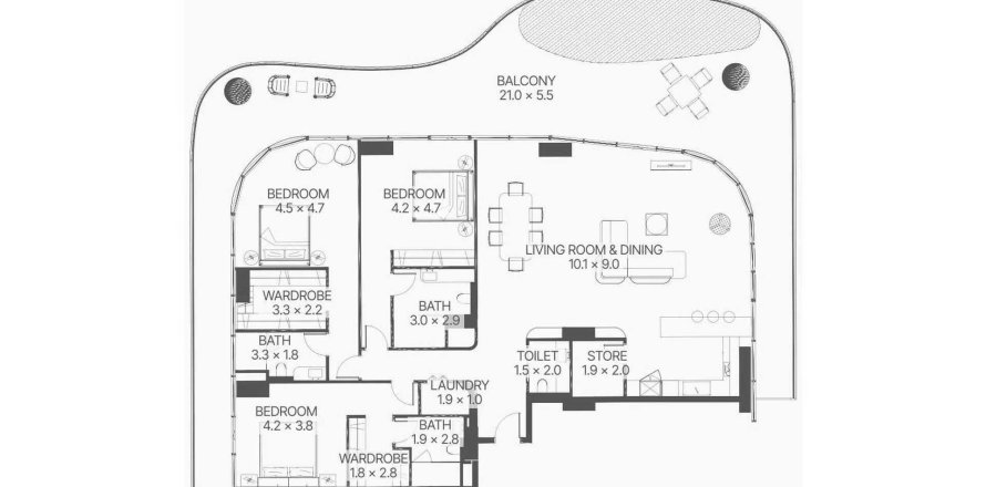 Apartament în Al Marjan Island, Ras Al Khaimah, EAU 3 dormitoare, 340.62 mp. №646006