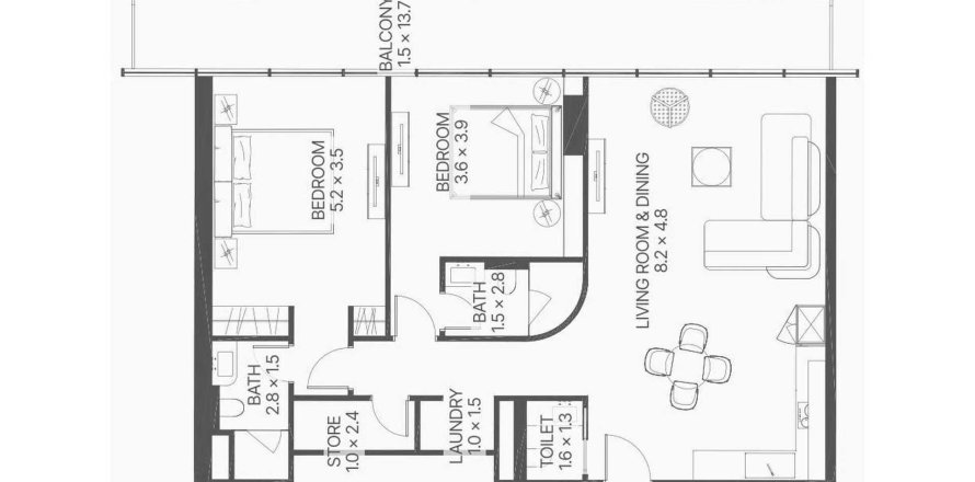 Apartament în Al Marjan Island, Ras Al Khaimah, EAU 2 dormitoare, 122.15 mp. №646002