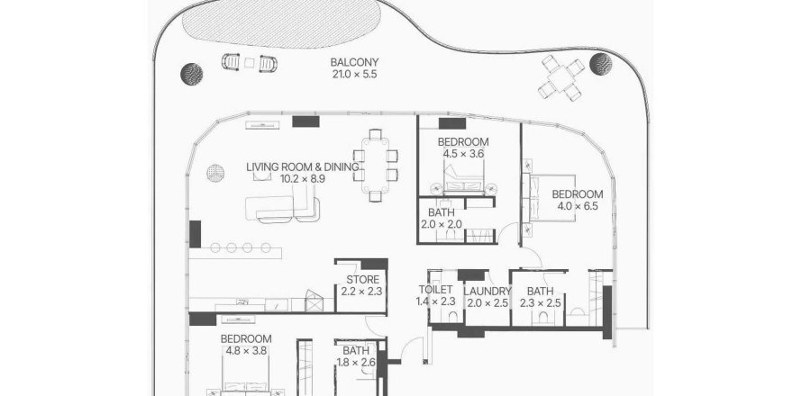 Apartament în Al Marjan Island, Ras Al Khaimah, EAU 3 dormitoare, 344.26 mp. №646008