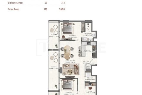 Byt v Jebel Ali, Dubai, SAE 3 ložnice, 133 m² Č.: 764503 - fotografie 14