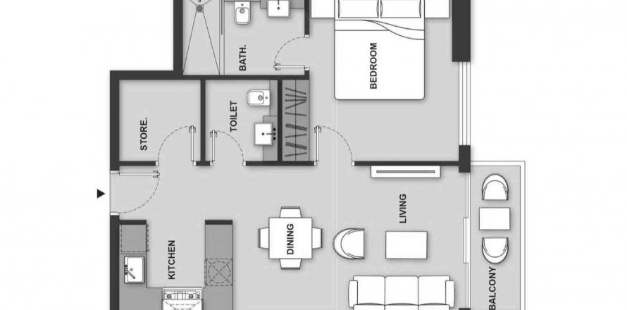 Byt v MAISON ELYSEE 3 v Jumeirah Village Circle, Dubai, SAE 1 ložnice, 58.13 m² Č.: 573869