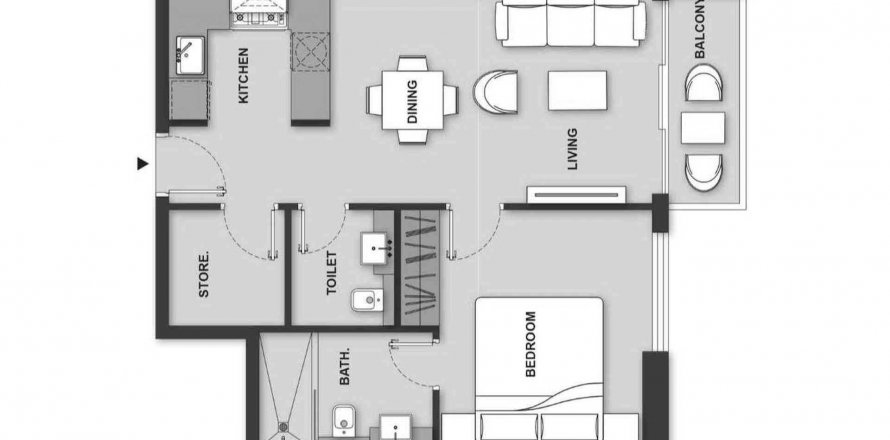 Apartment in MAISON ELYSEE 3 in Jumeirah Village Circle, Dubai, UAE 1 bedroom, 58.47 sq.m. № 573870